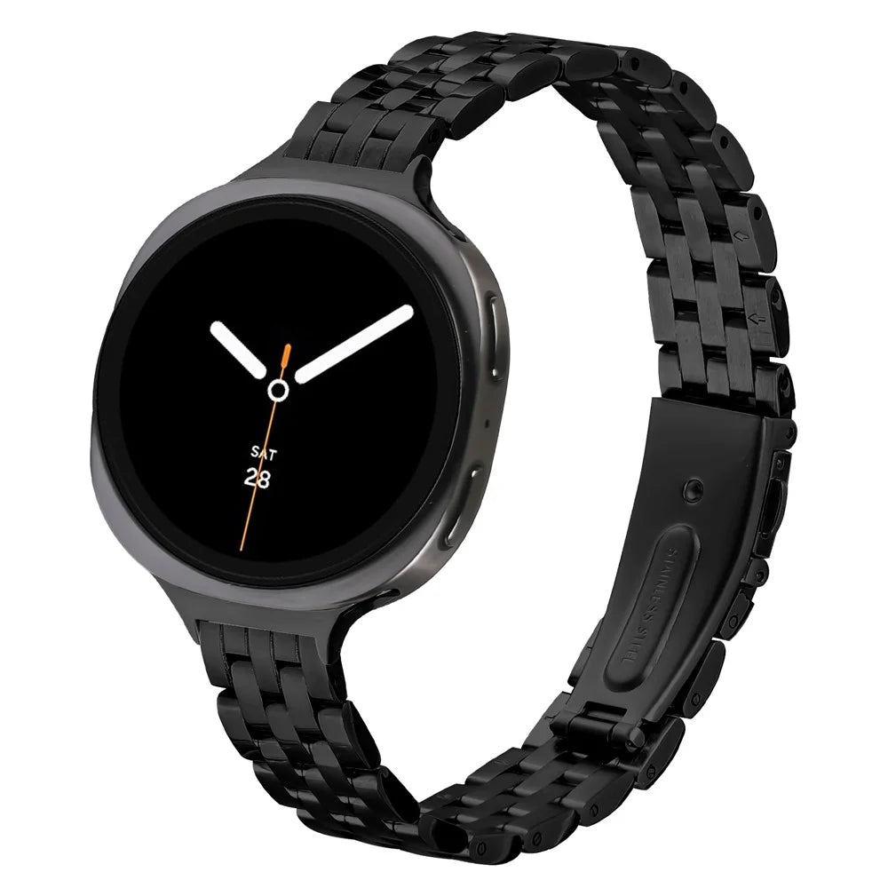 Slim 5-Bead Watch Band For Samsung Galaxy Watch8 44mm / 40mm / 8 Classic 46mm Stainless Steel Strap - Black - 2