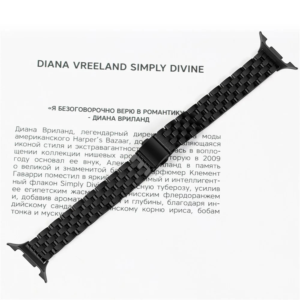 Slim 5-Bead Watch Band For Samsung Galaxy Watch Ultra2 47mm / Watch Ultra (2025) 47mm / Watch Ultra 47mm Stainless Steel Strap - Black - 4