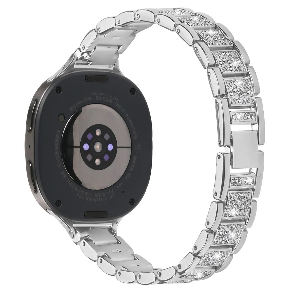 Zinc Alloy Slim Band for Samsung Galaxy Watch8 44mm / 40mm / 8 Classic 46mm Smart Watch Silver Strap with Rhinestones Decor - 1