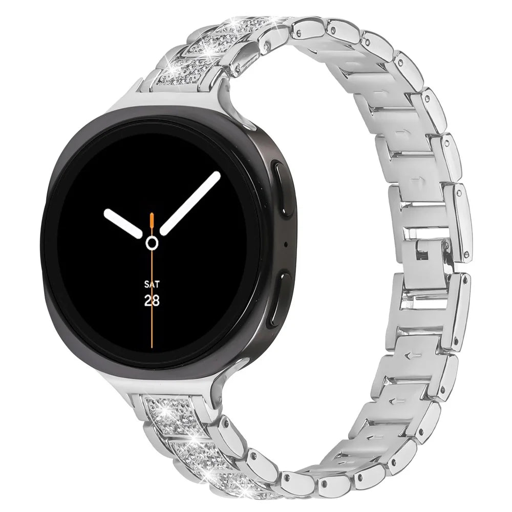 Zinc Alloy Slim Band for Samsung Galaxy Watch Ultra2 47mm / Watch Ultra (2025) 47mm / Watch Ultra 47mm Smart Watch Silver Strap with Rhinestones Decor - 2