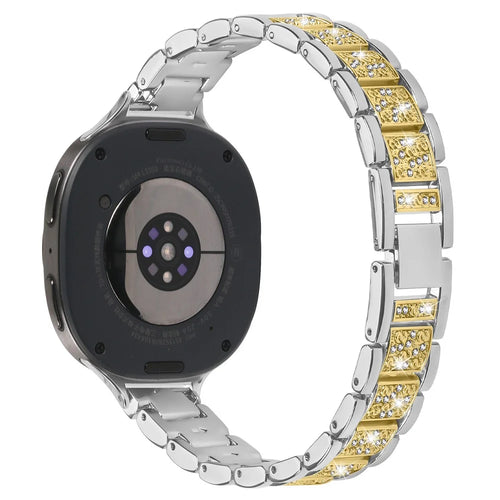 Contrasting Color Slim Band for Samsung Galaxy Watch Ultra2 47mm / Watch Ultra (2025) 47mm / Watch Ultra 47mm Metal Watch Strap with Rhinestones Decor - Silver / Gold - 1