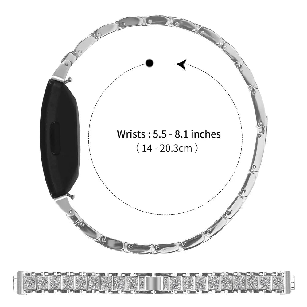 Zinc Alloy Slim Band for Fitbit Inspire 2 / Inspire / Inspire HR Smart Watch Silver Strap with Rhinestones Decor - 5