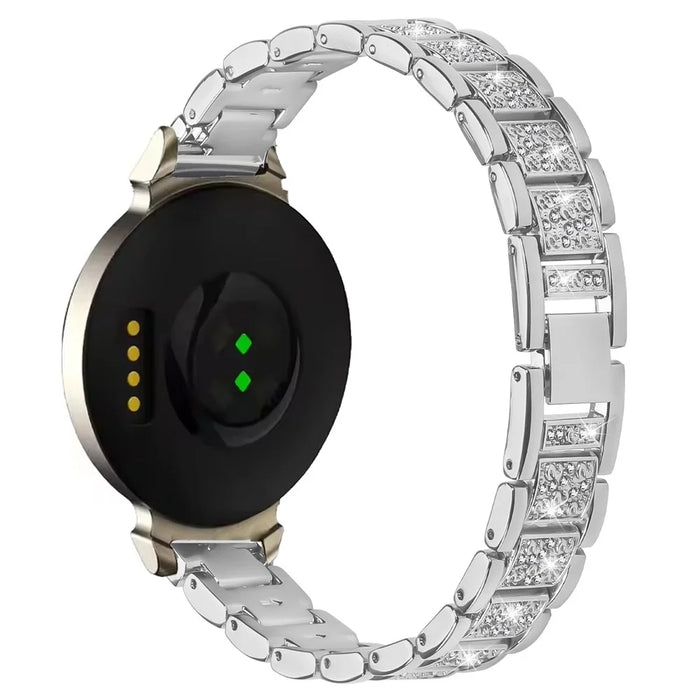 Zinc Alloy Slim Band for Garmin Lily 2 Smart Watch Silver Strap with Rhinestones Decor - 1
