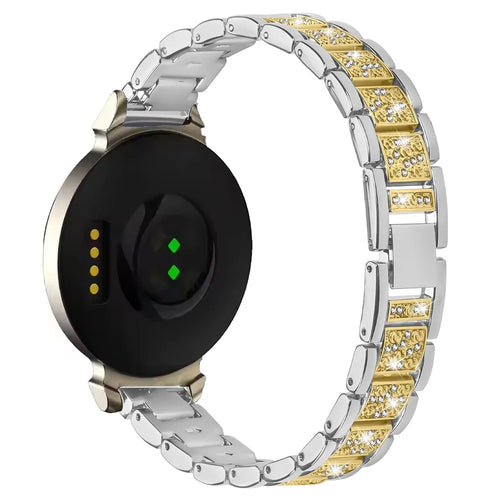 Contrasting Color Slim Band for Garmin Lily 2 Metal Watch Strap with Rhinestones Decor - Silver / Gold - 1