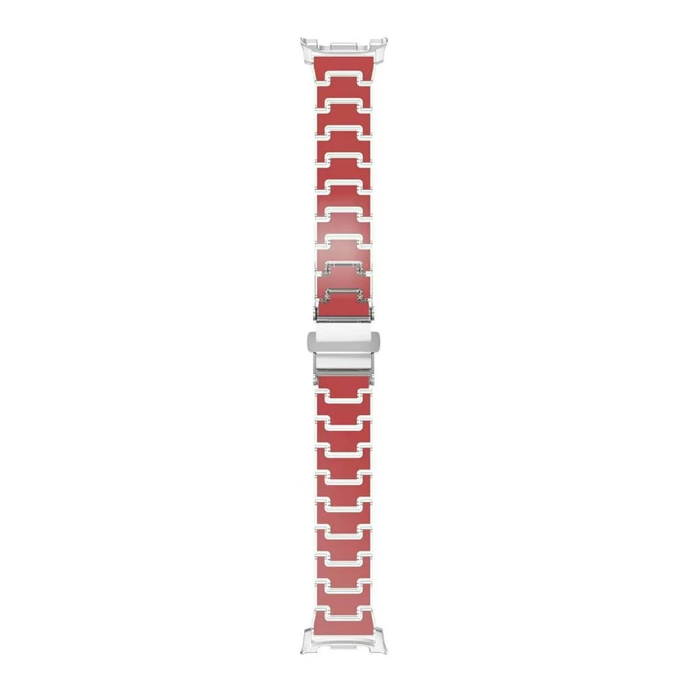 Lucky Color Design Watch Band for Samsung Galaxy Watch8 44mm  /  40mm  /  Watch8 Classic 46mm Replacement PC Strap with Stainless Steel Buckle - Red - 1