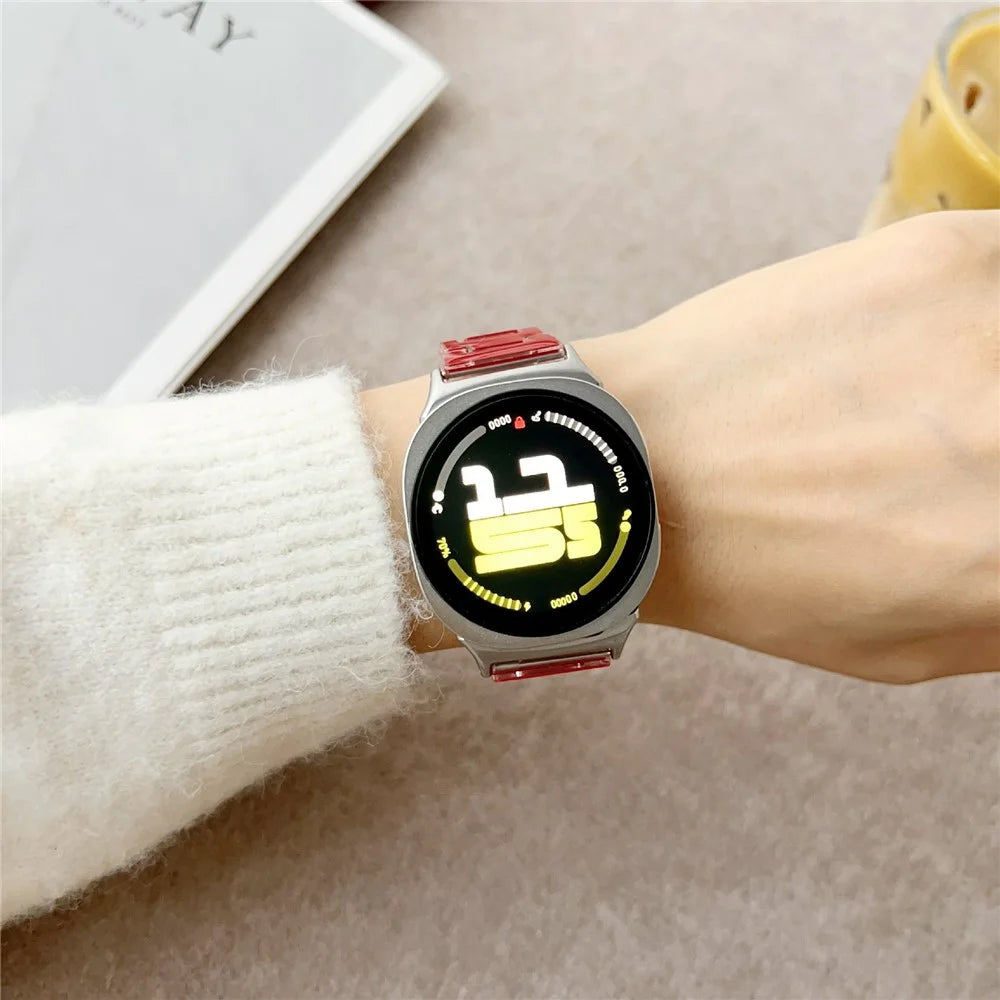 Lucky Color Design Watch Band for Samsung Galaxy Watch8 44mm  /  40mm  /  Watch8 Classic 46mm Replacement PC Strap with Stainless Steel Buckle - Red - 3