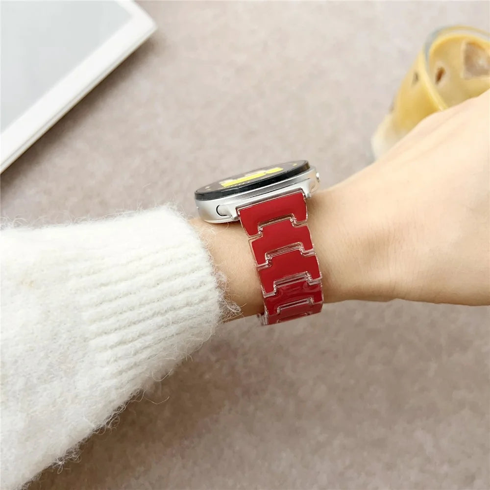 Lucky Color Design Watch Band for Samsung Galaxy Watch8 44mm  /  40mm  /  Watch8 Classic 46mm Replacement PC Strap with Stainless Steel Buckle - Red - 4
