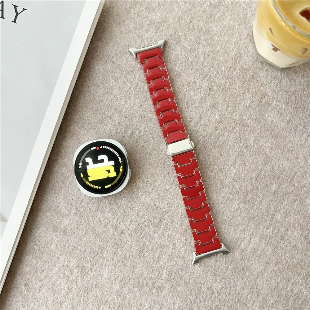 Lucky Color Design Watch Band for Samsung Galaxy Watch8 44mm  /  40mm  /  Watch8 Classic 46mm Replacement PC Strap with Stainless Steel Buckle - Red - 5