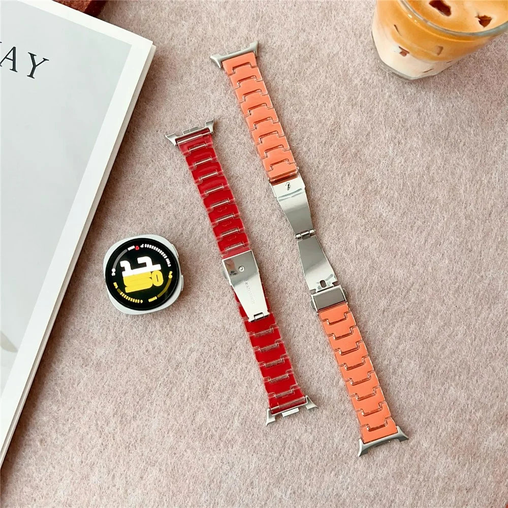 Lucky Color Design Watch Band for Samsung Galaxy Watch8 44mm  /  40mm  /  Watch8 Classic 46mm Replacement PC Strap with Stainless Steel Buckle - Red - 7