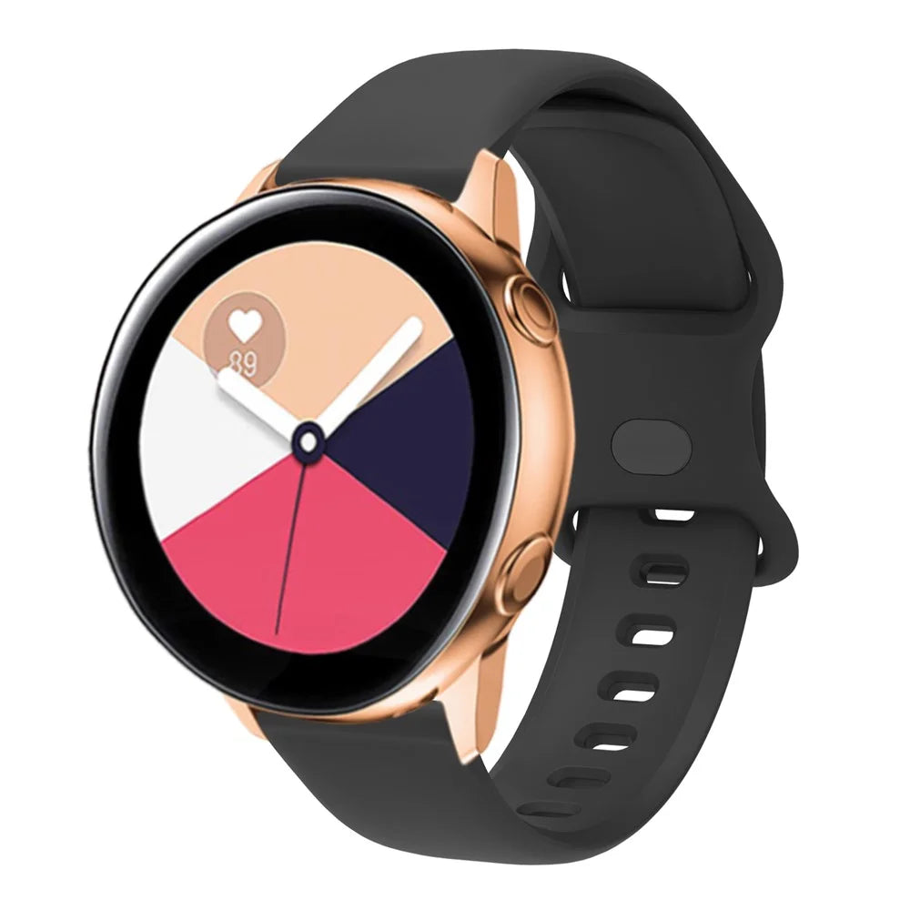 20mm Universal Silicone Watchband Strap Replacement for Samsung Galaxy Watch Active/Active2 40mm/Watch 42mm/Huami Amazfit GTR (42mm)/Garmin vivoactive 3/Huawei Watch GT2 (42mm) - Black - 3