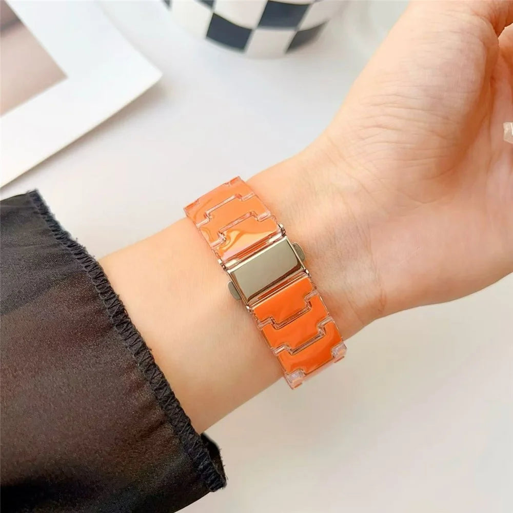 Lucky Color Design Watch Band for Samsung Galaxy Fit3 Replacement PC Strap with Stainless Steel Buckle - Orange - 3