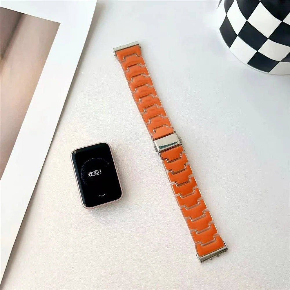 Lucky Color Design Watch Band for Samsung Galaxy Fit3 Replacement PC Strap with Stainless Steel Buckle - Orange - 4