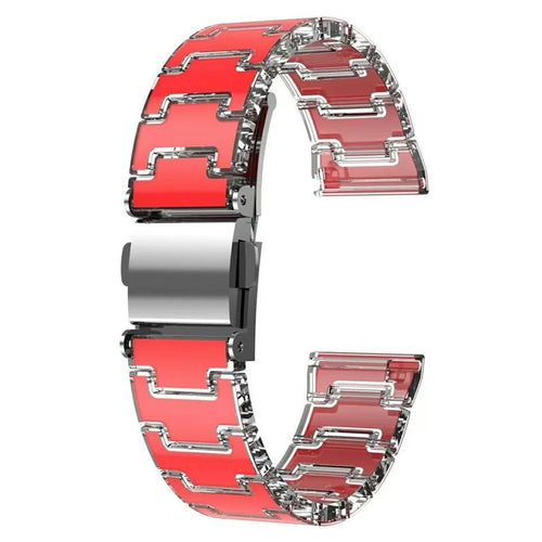 20mm Lucky Color Design Watch Band for Samsung Galaxy Watch7 44mm / 40mm Replacement PC Strap with Stainless Steel Buckle - Red - 1