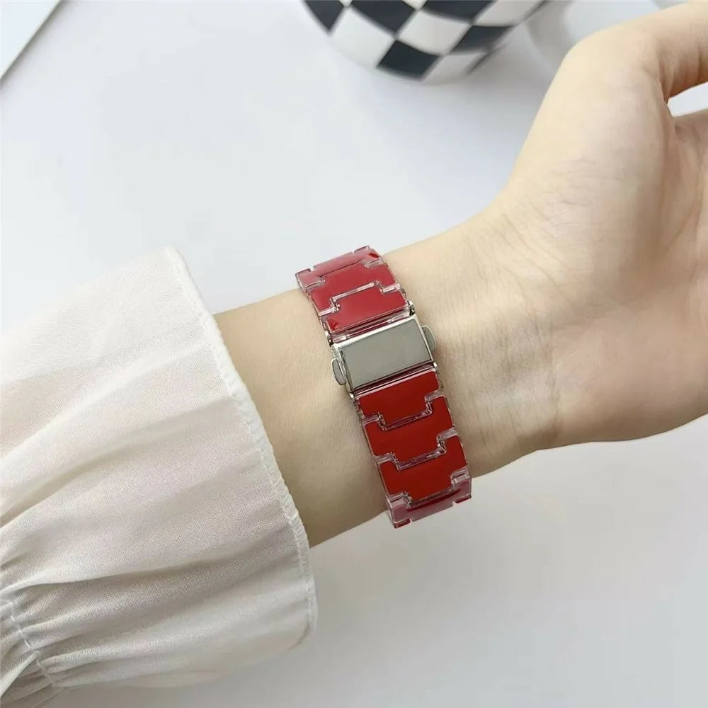 20mm Lucky Color Design Watch Band for Samsung Galaxy Watch7 44mm / 40mm Replacement PC Strap with Stainless Steel Buckle - Red - 2