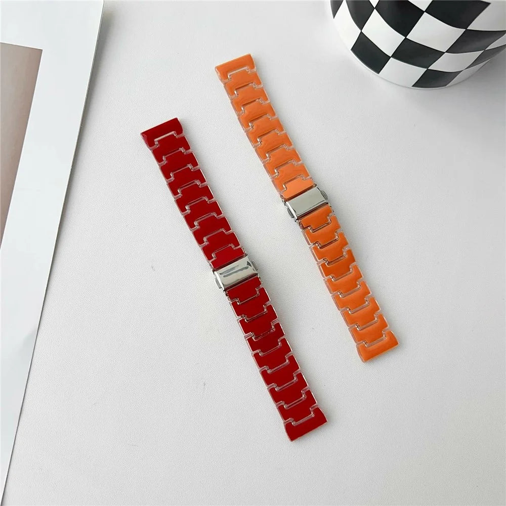 20mm Lucky Color Design Watch Band for Samsung Galaxy Watch7 44mm / 40mm Replacement PC Strap with Stainless Steel Buckle - Red - 3