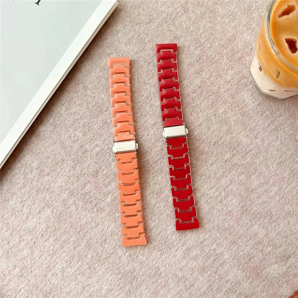 20mm Lucky Color Design Watch Band for Samsung Galaxy Watch7 44mm / 40mm Replacement PC Strap with Stainless Steel Buckle - Red - 4