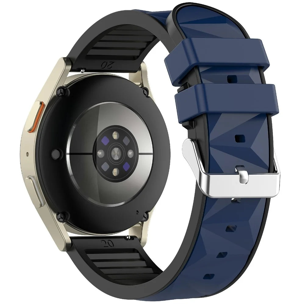 20mm Dual Color Watch Strap for Samsung Galaxy Watch7 44mm / 40mm Adjustable Silicone Band - Midnight Blue / Black - 1