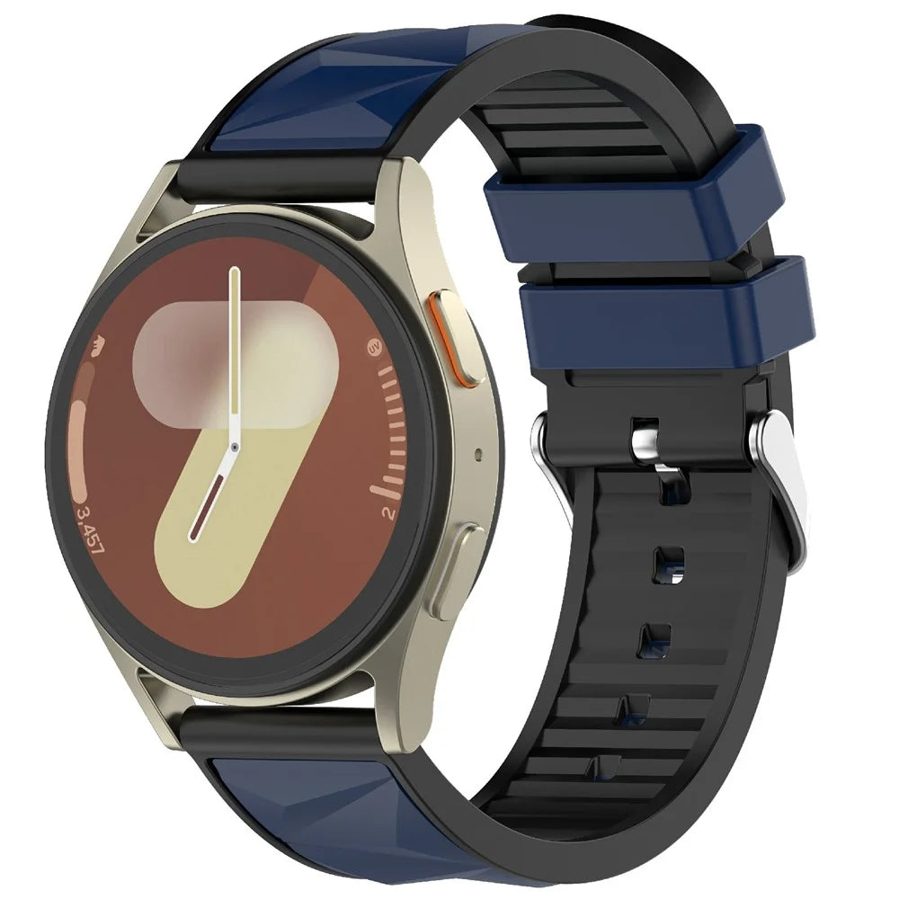 20mm Dual Color Watch Strap for Samsung Galaxy Watch7 44mm / 40mm Adjustable Silicone Band - Midnight Blue / Black - 2