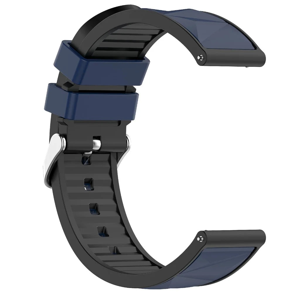 20mm Dual Color Watch Strap for Samsung Galaxy Watch7 44mm / 40mm Adjustable Silicone Band - Midnight Blue / Black - 3