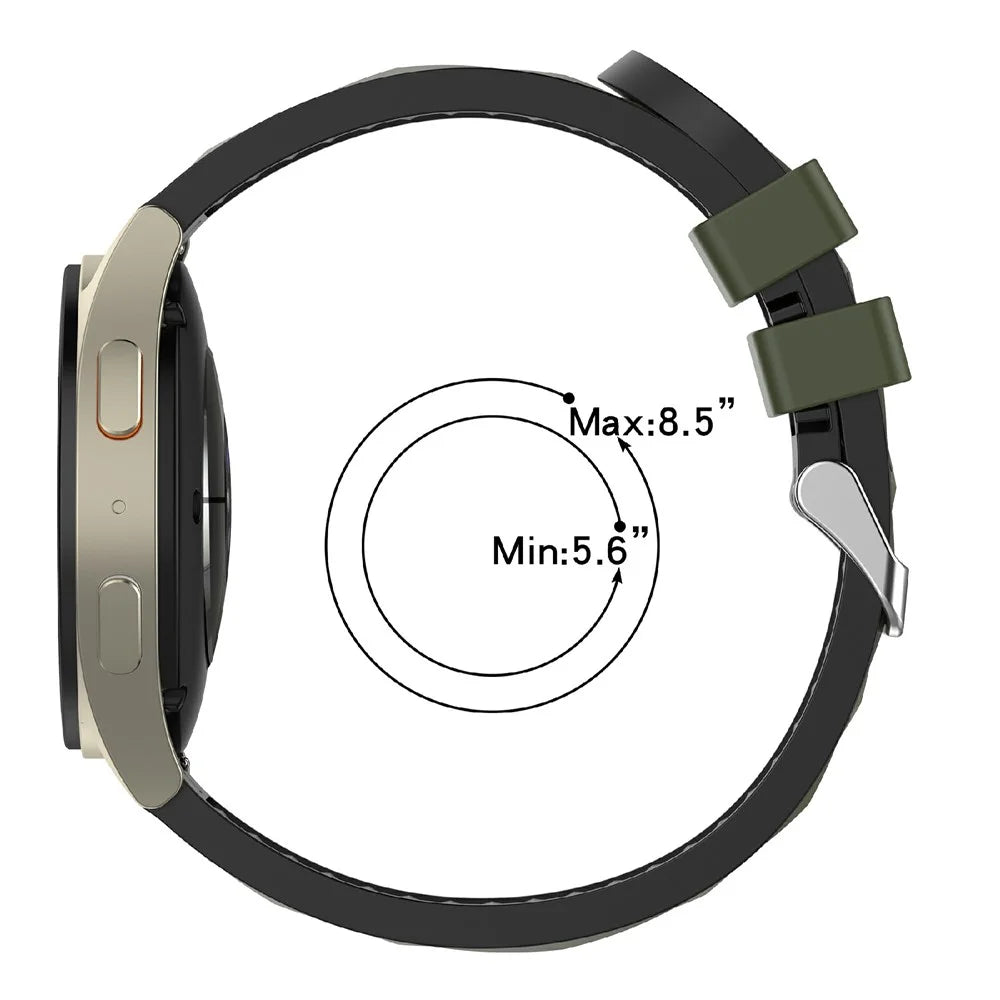 20mm Dual Color Watch Strap for Samsung Galaxy Watch7 44mm / 40mm Adjustable Silicone Band - Midnight Blue / Black - 5