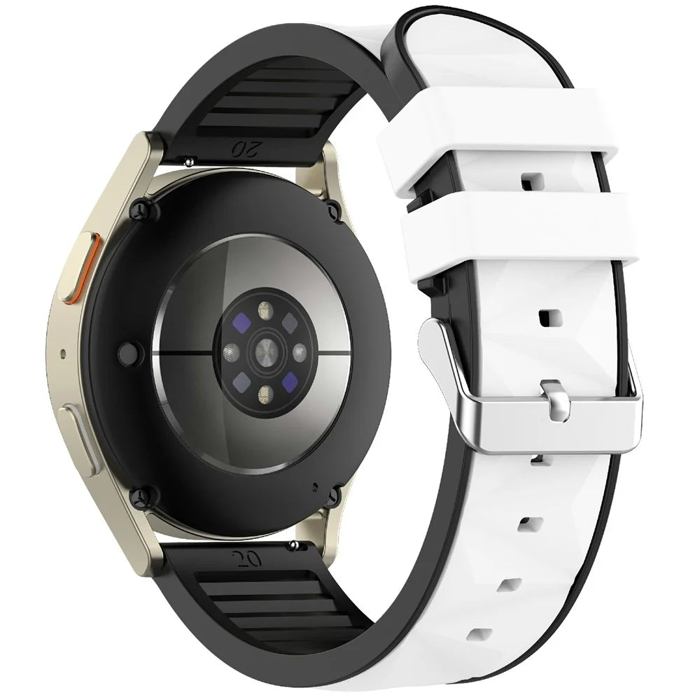 22mm Dual Color Watch Strap for Samsung Galaxy Watch3 45mm / Watch 46mm / Gear S3 Classic / S3 Frontier Adjustable Silicone Band - White / Black - 1