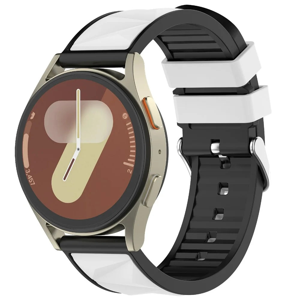 22mm Dual Color Watch Strap for Samsung Galaxy Watch3 45mm / Watch 46mm / Gear S3 Classic / S3 Frontier Adjustable Silicone Band - White / Black - 2