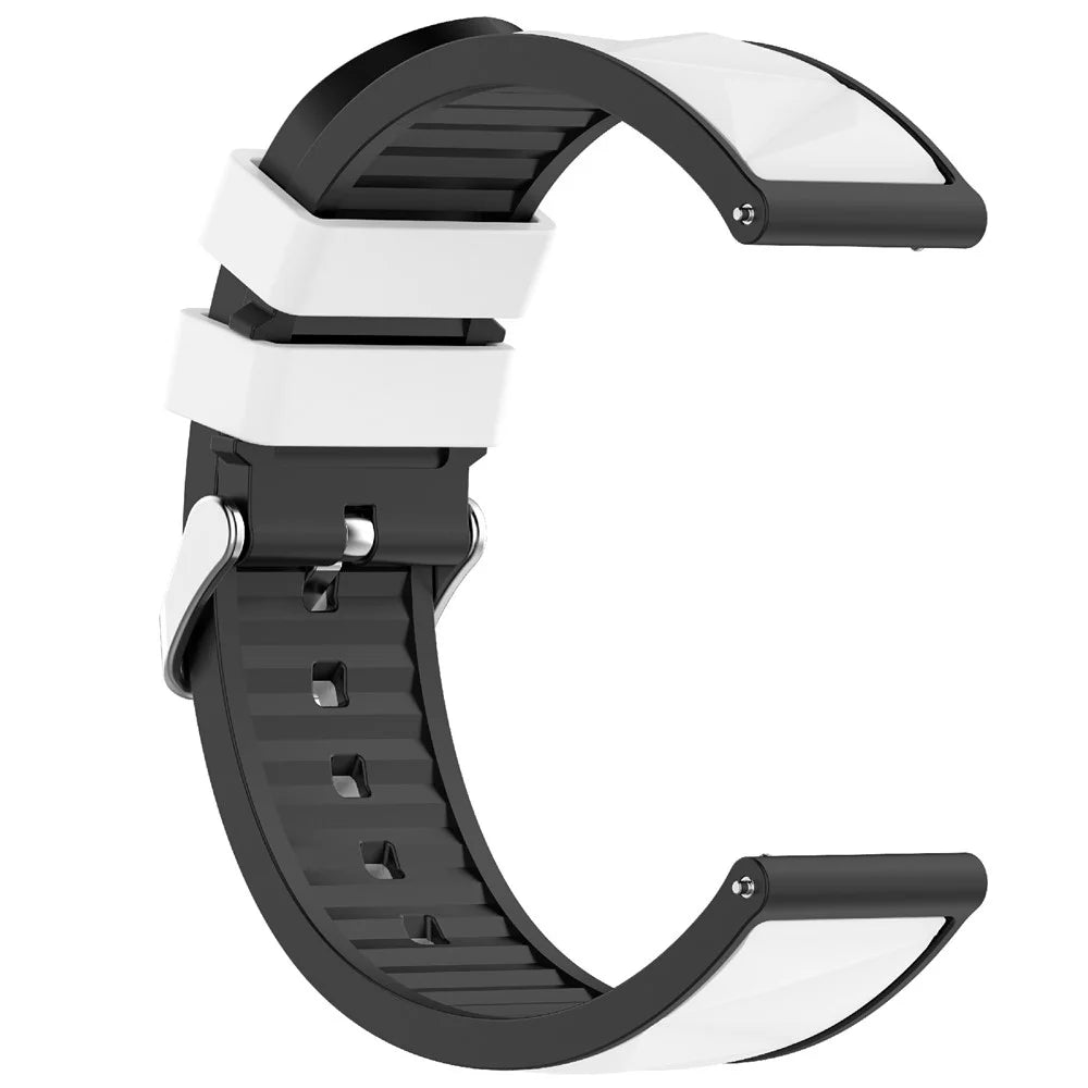 22mm Dual Color Watch Strap for Samsung Galaxy Watch3 45mm / Watch 46mm / Gear S3 Classic / S3 Frontier Adjustable Silicone Band - White / Black - 3