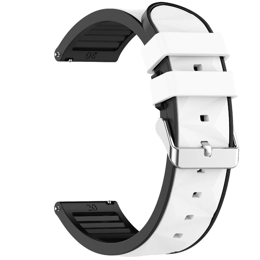 22mm Dual Color Watch Strap for Samsung Galaxy Watch3 45mm / Watch 46mm / Gear S3 Classic / S3 Frontier Adjustable Silicone Band - White / Black - 4