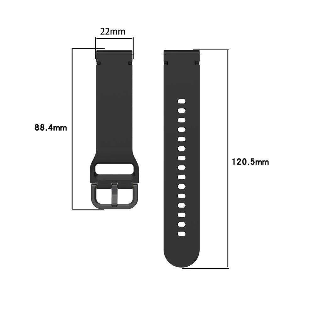 22mm Silicone Band for Garmin Forerunner 570 47mm / Forerunner 970 / 265 / 255 Quick Release Replacement Watch Strap - Black - 7