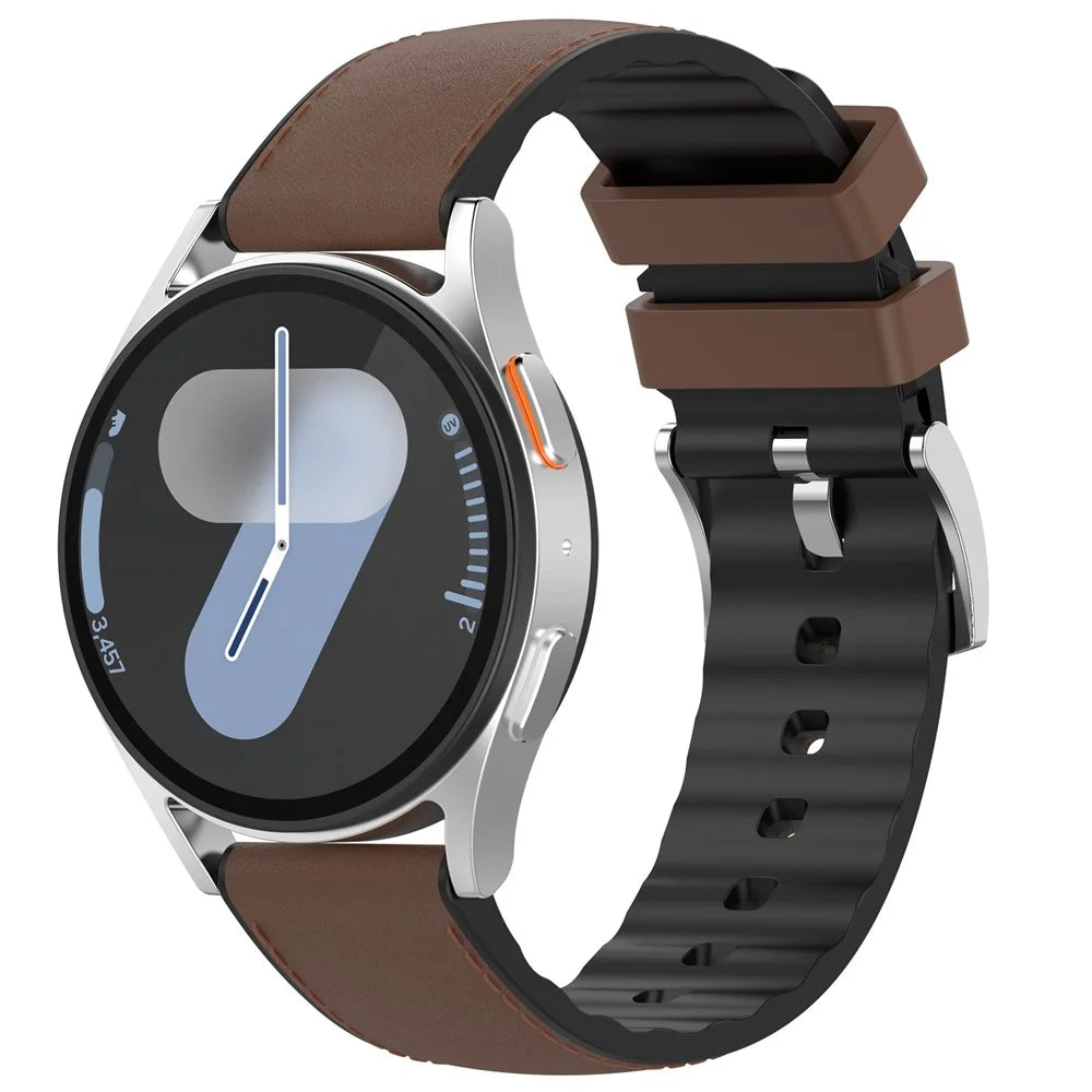 22mm PU + Silicone Strap for Garmin Forerunner 570 47mm  /  Forerunner 970  /  265  /  255 Replacement Watch Bands - Coffee - 2