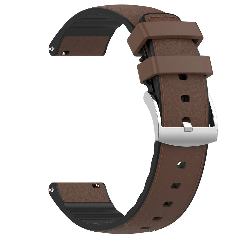 22mm PU + Silicone Strap for Garmin Forerunner 570 47mm  /  Forerunner 970  /  265  /  255 Replacement Watch Bands - Coffee - 3