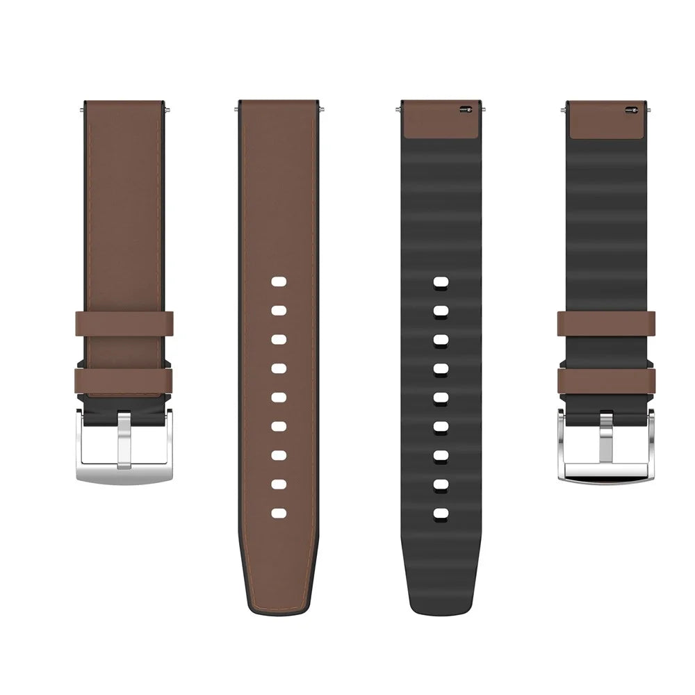 20mm PU + Silicone Strap for Samsung Galaxy Watch7 44mm / 40mm / 6 Classic 43mm / 47mm Replacement Watch Bands - Coffee - 5