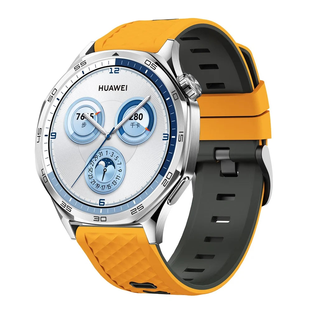 22mm Dual Color Textured Silicone Band for Garmin Forerunner 570 47mm  /  Forerunner 970  /  265  /  255 Flat Head Watch Strap - Yellow / Grey - 2
