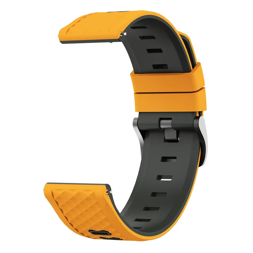 22mm Dual Color Textured Silicone Band for Garmin Forerunner 570 47mm  /  Forerunner 970  /  265  /  255 Flat Head Watch Strap - Yellow / Grey - 3