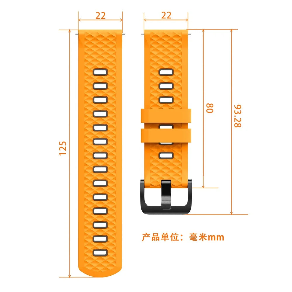22mm Dual Color Textured Silicone Band for Garmin Forerunner 570 47mm  /  Forerunner 970  /  265  /  255 Flat Head Watch Strap - Yellow / Grey - 6