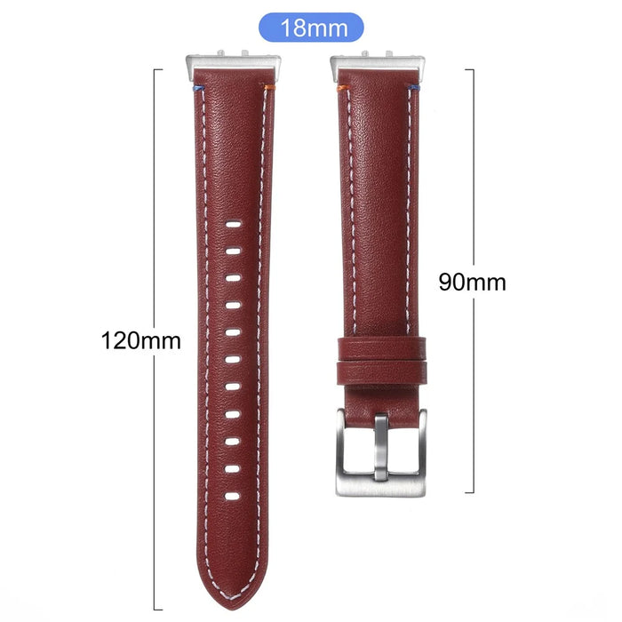 For Samsung Galaxy Fit3 Genuine Leather Watch Band Color Thread Adjustable Wristband - Wine Red - 4