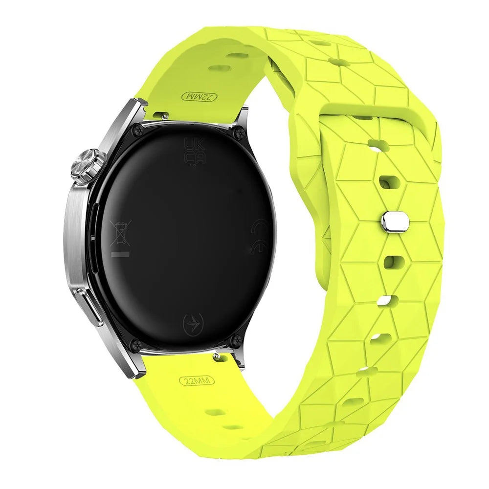 22mm Football Pattern Silicone Strap for Huawei Watch GT 6 / 5 Pro / 5 / 4 46mm Quick Release Watch Band - Fluorescent Yellow - 1