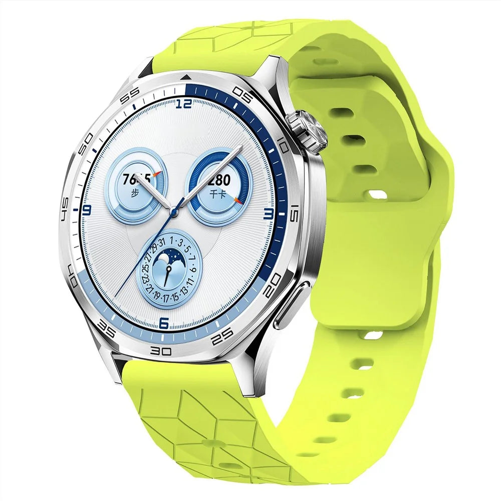 22mm Football Pattern Silicone Strap for Huawei Watch GT 6 / 5 Pro / 5 / 4 46mm Quick Release Watch Band - Fluorescent Yellow - 2