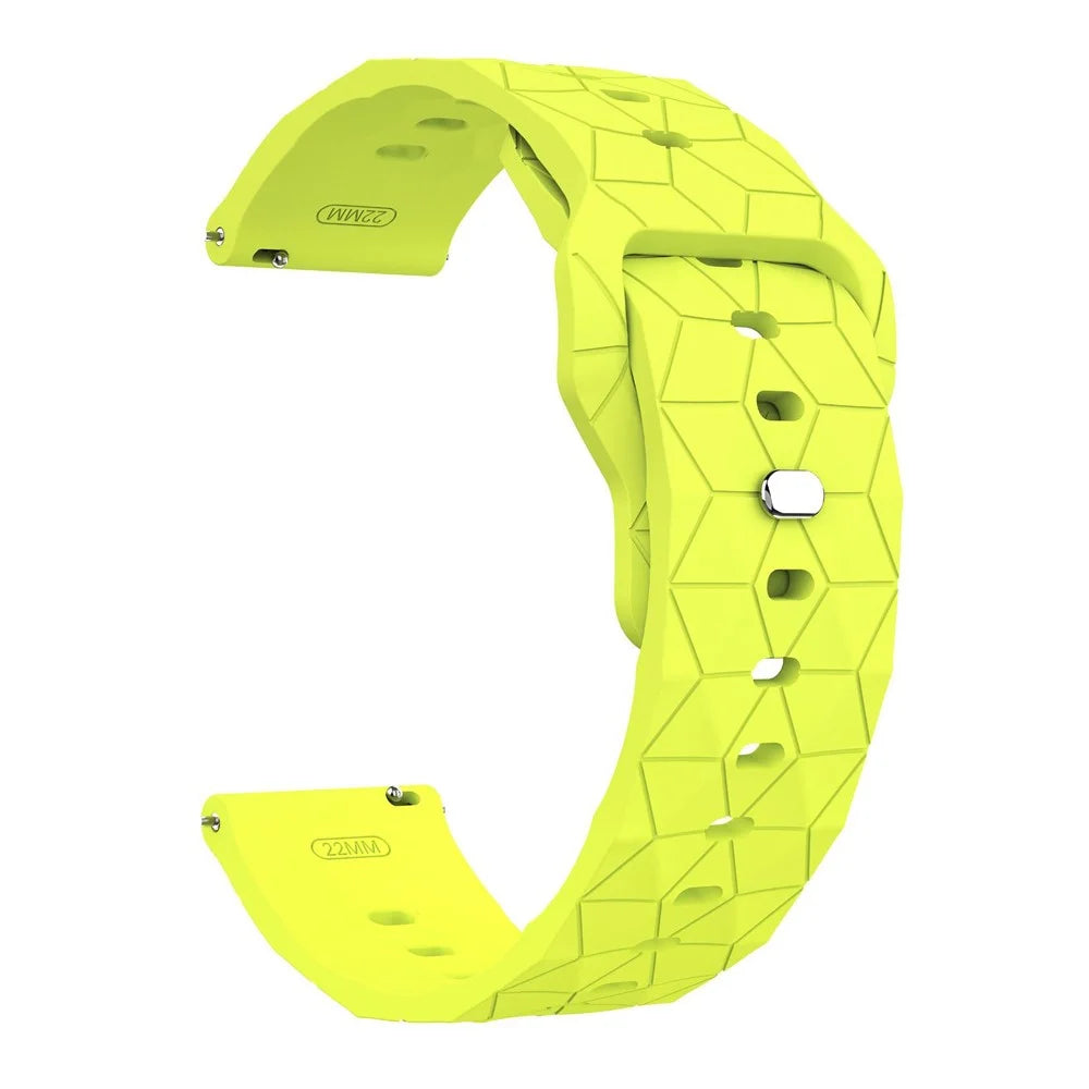 22mm Football Pattern Silicone Strap for Huawei Watch GT 6 / 5 Pro / 5 / 4 46mm Quick Release Watch Band - Fluorescent Yellow - 4