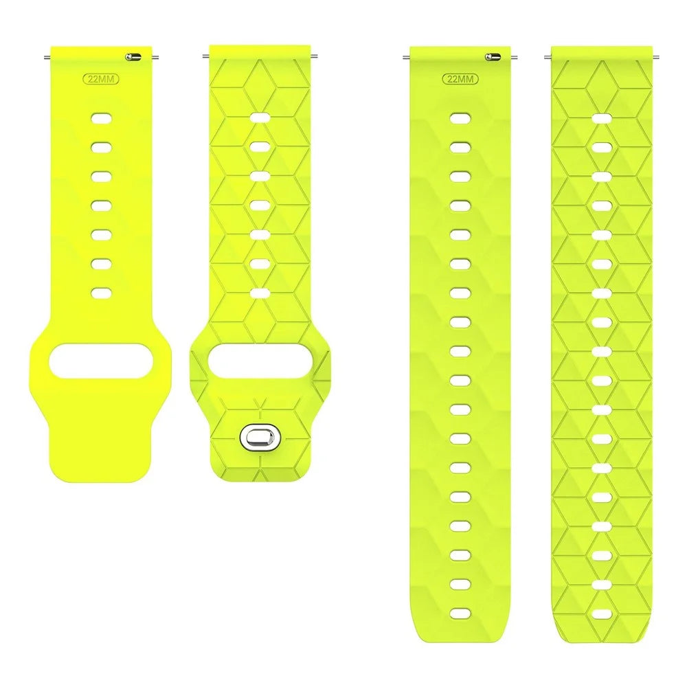 22mm Football Pattern Silicone Strap for Huawei Watch GT 6 / 5 Pro / 5 / 4 46mm Quick Release Watch Band - Fluorescent Yellow - 5