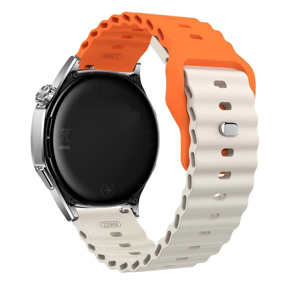 22mm Wavy Pattern Silicone Strap for Huawei Watch GT 6 / 5 Pro / 5 / 4 46mm Quick Release Watch Band - Orange / Starlight - 1
