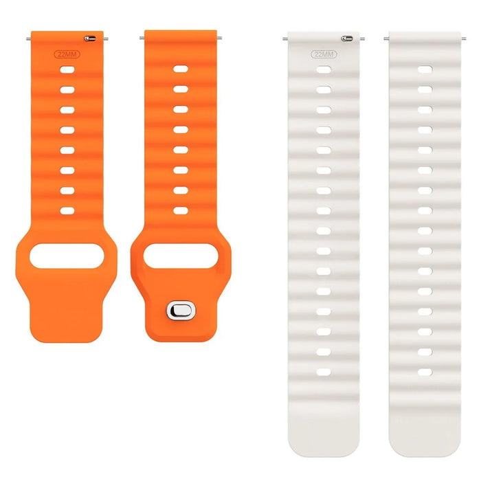 22mm Wavy Pattern Silicone Strap for Huawei Watch GT 6 / 5 Pro / 5 / 4 46mm Quick Release Watch Band - Orange / Starlight - 4