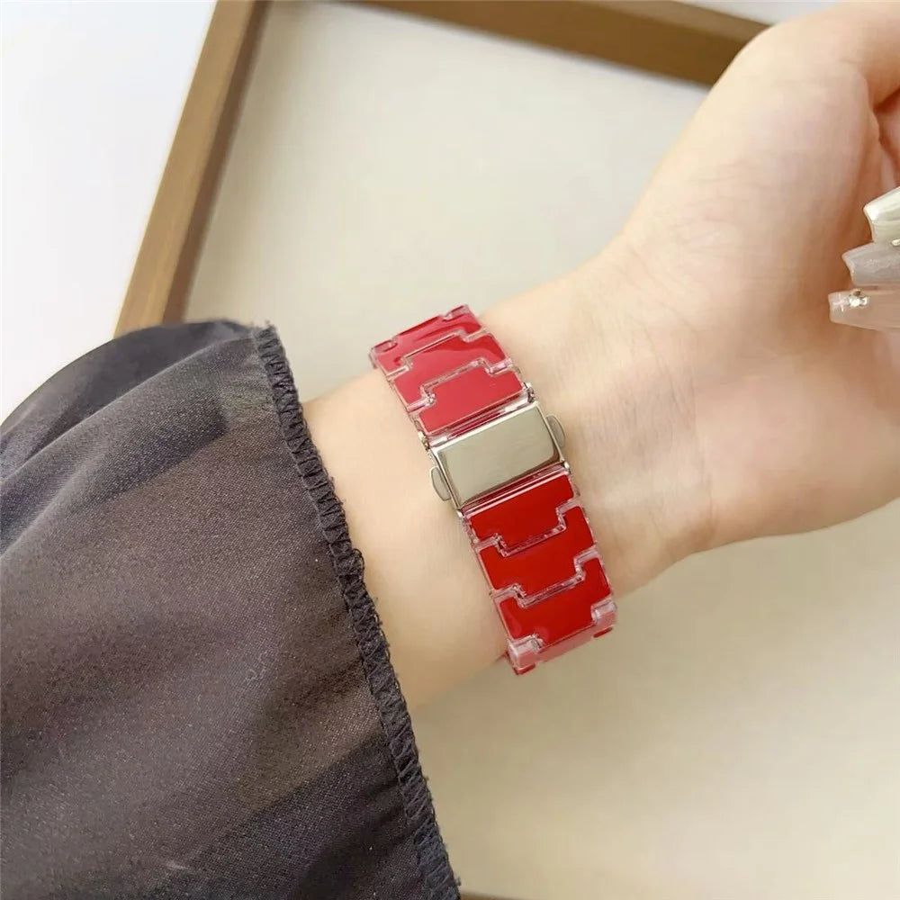 Lucky Color Design PC Band with PC Case for Apple Watch Series 11 42mm / 10 42mm Metal Buckle Replacement Watch Strap - Red - 6
