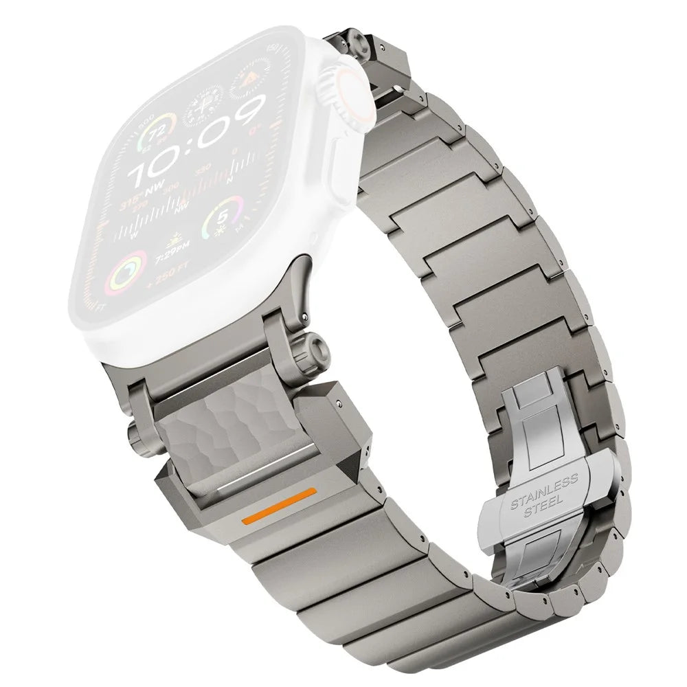 Strap for Apple Watch Ultra 3 2 1 49mm  /  Series 11 10 46mm  /  9 8 7 45mm  /  SE3 SE2 SE 6 5 4 44mm  /  3 2 1 42mm Hammer Pattern Titanium Alloy Watch Band - Titanium - 1