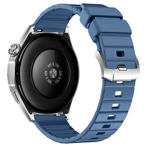 22mm Fluorine Rubber Watch Band for Huawei Watch GT 5 Pro 46mm / 5 46mm / 4 46mm Quick Release Wrist Strap - Blue / Silver Buckle - 1