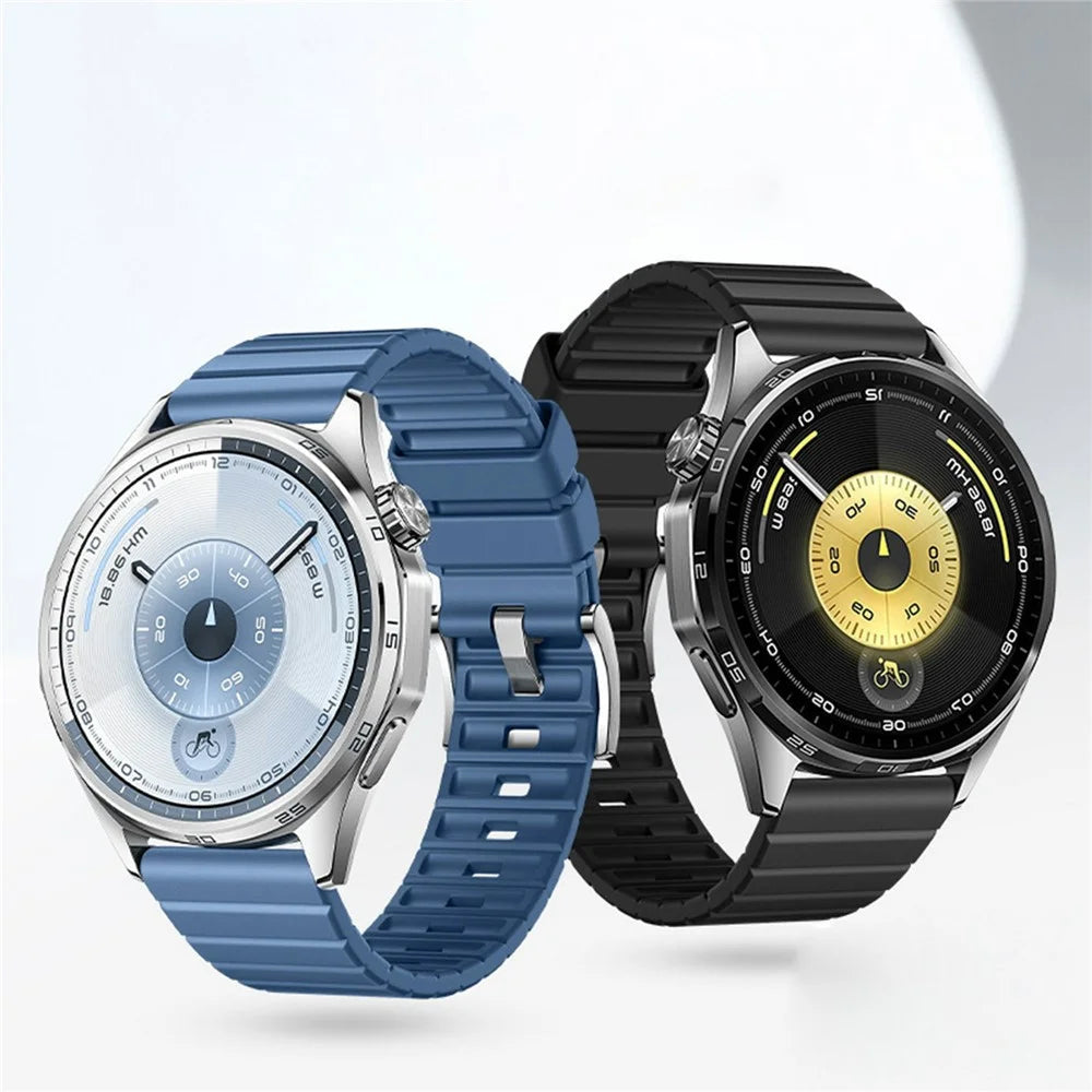 22mm Fluorine Rubber Watch Band for Huawei Watch GT 5 Pro 46mm / 5 46mm / 4 46mm Quick Release Wrist Strap - Blue / Silver Buckle - 5