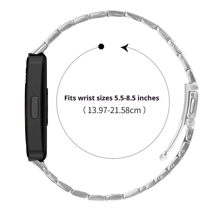 Bat Design Silver Watch Strap for Huawei Band 10 / 9 / 8 Stainless Steel Adjustable Band with Folding Clasp - 6