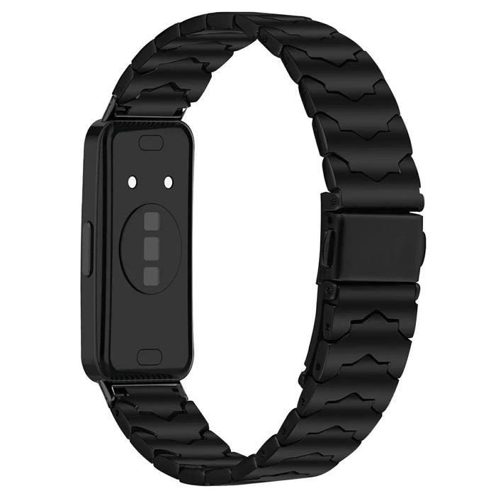 Bat Design Black Watch Strap for Huawei Band 10 / 9 / 8 Stainless Steel Adjustable Band with Folding Clasp - 1