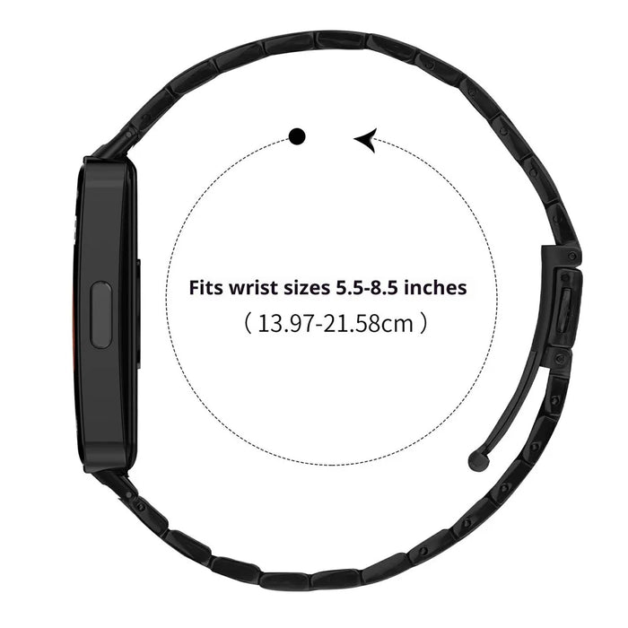 Bat Design Black Watch Strap for Huawei Band 10 / 9 / 8 Stainless Steel Adjustable Band with Folding Clasp - 6