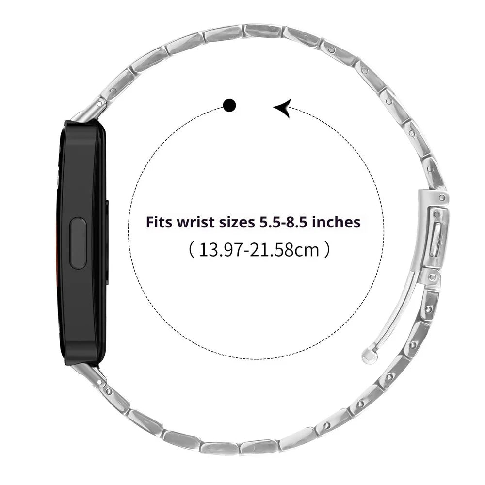 Bat Design Silver Watch Strap for Xiaomi Smart Band 10 / 9 / 8 Stainless Steel Adjustable Band with Folding Clasp - 6